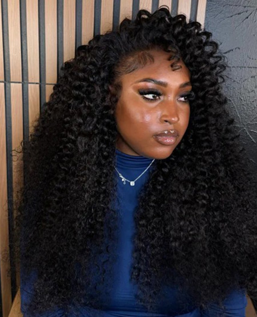 13x4 HD Lace Frontal Spiral Deep Wave Natural Black Human Hair Wig
