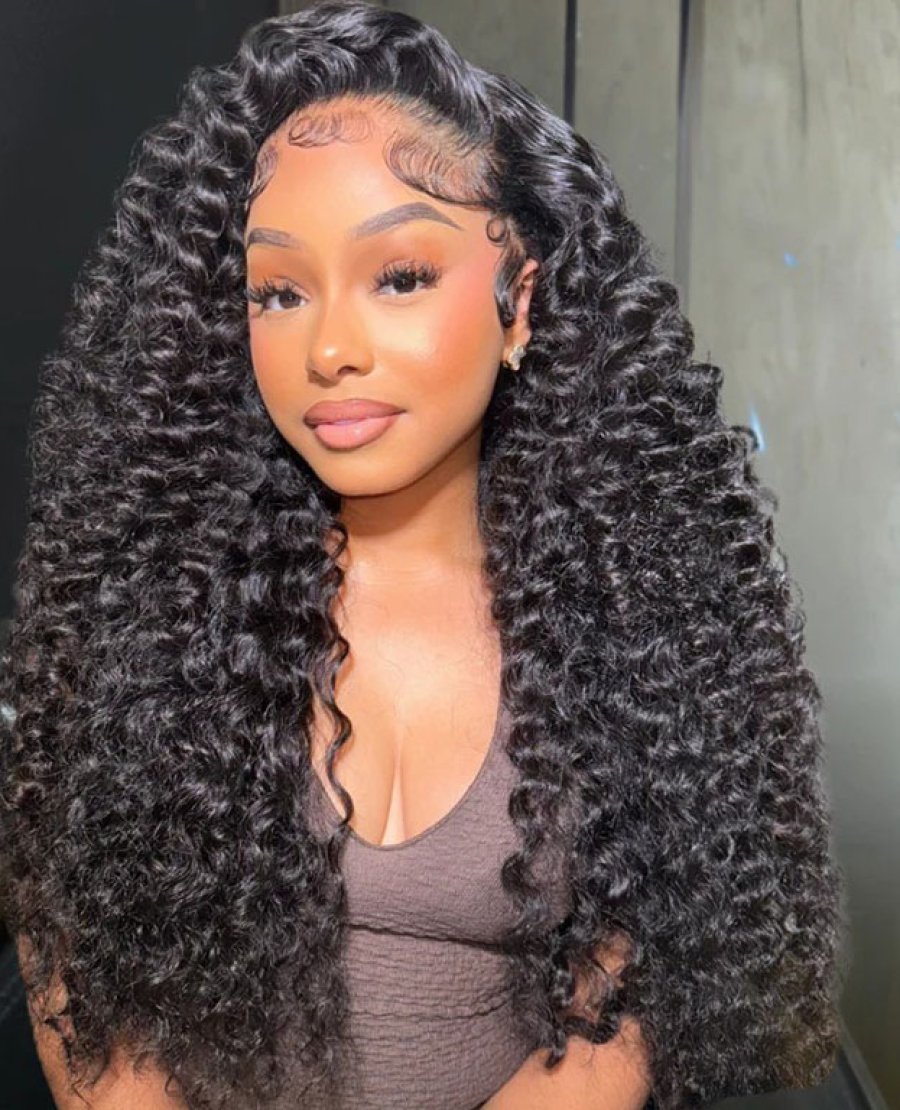 13x4 HD Lace Frontal Spiral Deep Wave Natural Black Human Hair Wig