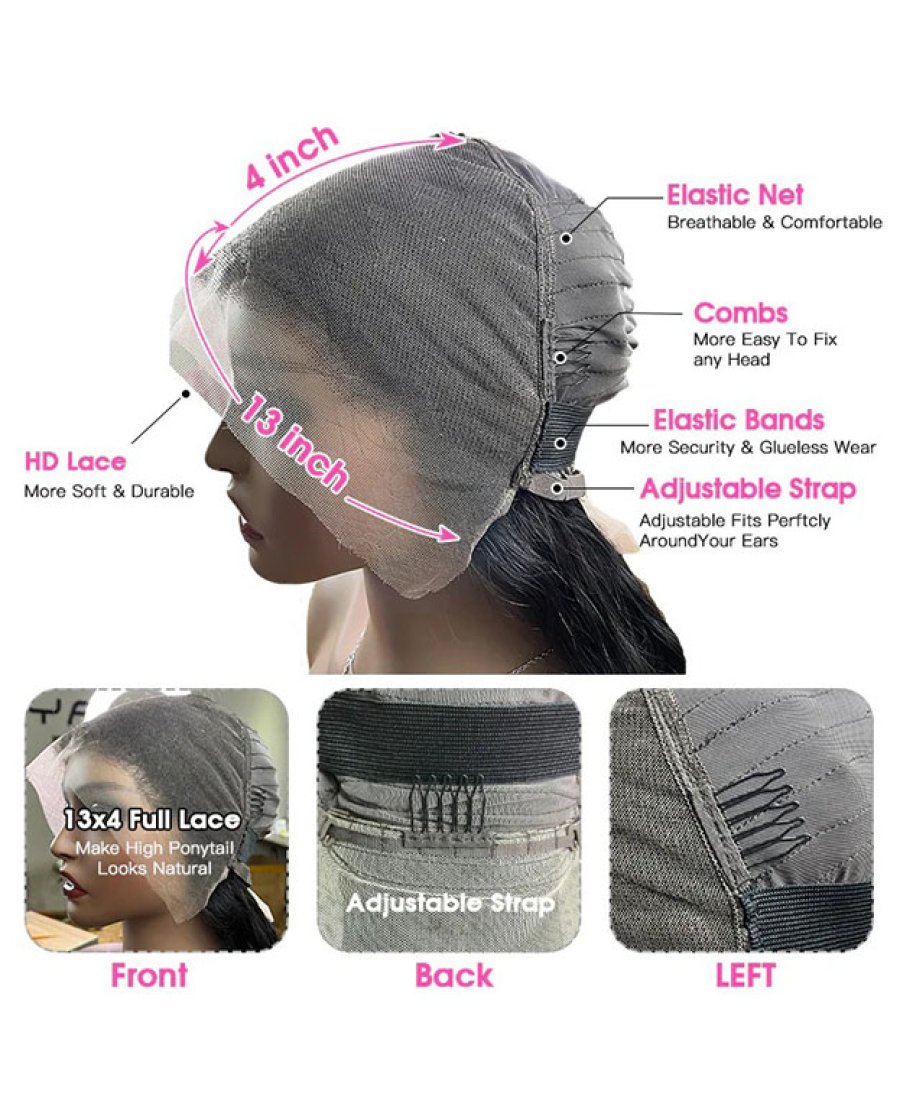 13x4 HD Lace Frontal Spiral Deep Wave Natural Black Human Hair Wig