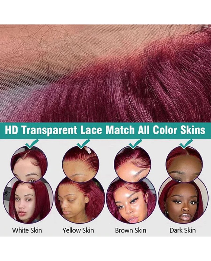13x4 red deep wave full frontal red color wig