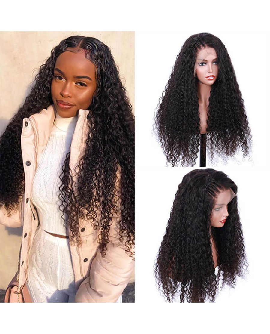 Brazilian Virgin Human Hair Deep Curly 13x4 Lace Front Wigs