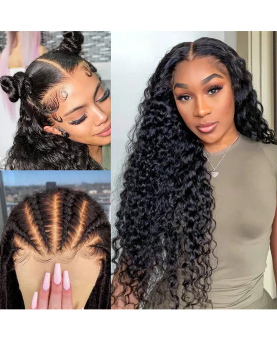 13x6 HD Lace Frontal Deep Wave Natural Black Human Hair
