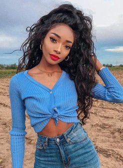 13X6 Natural Wave Virgin Human Hair Lace Front Wigs