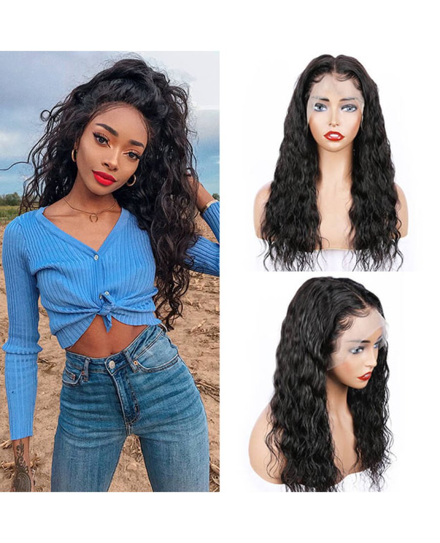 13X6 Natural Wave Virgin Human Hair Lace Front Wigs