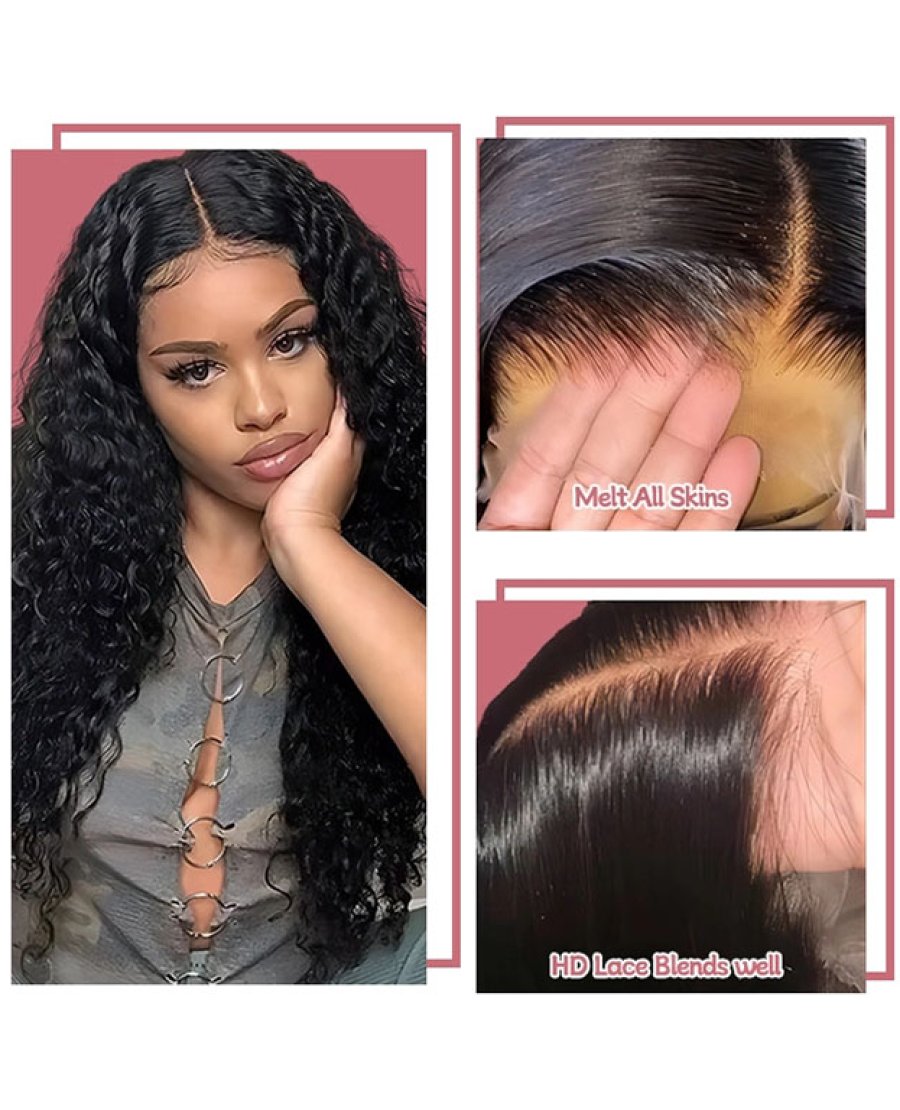 13x6 water wave full frontal virgin human hair wig