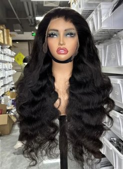 100% Human Hair HD lace full frontal13x6 body wave 30inch wig