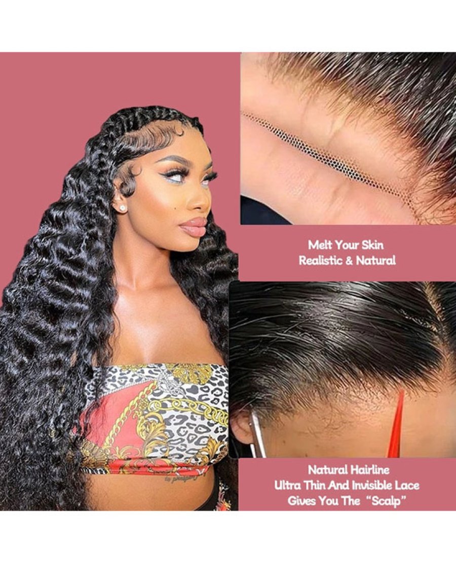 Deep wave 13x6 full frontal lace virgin human hair wig