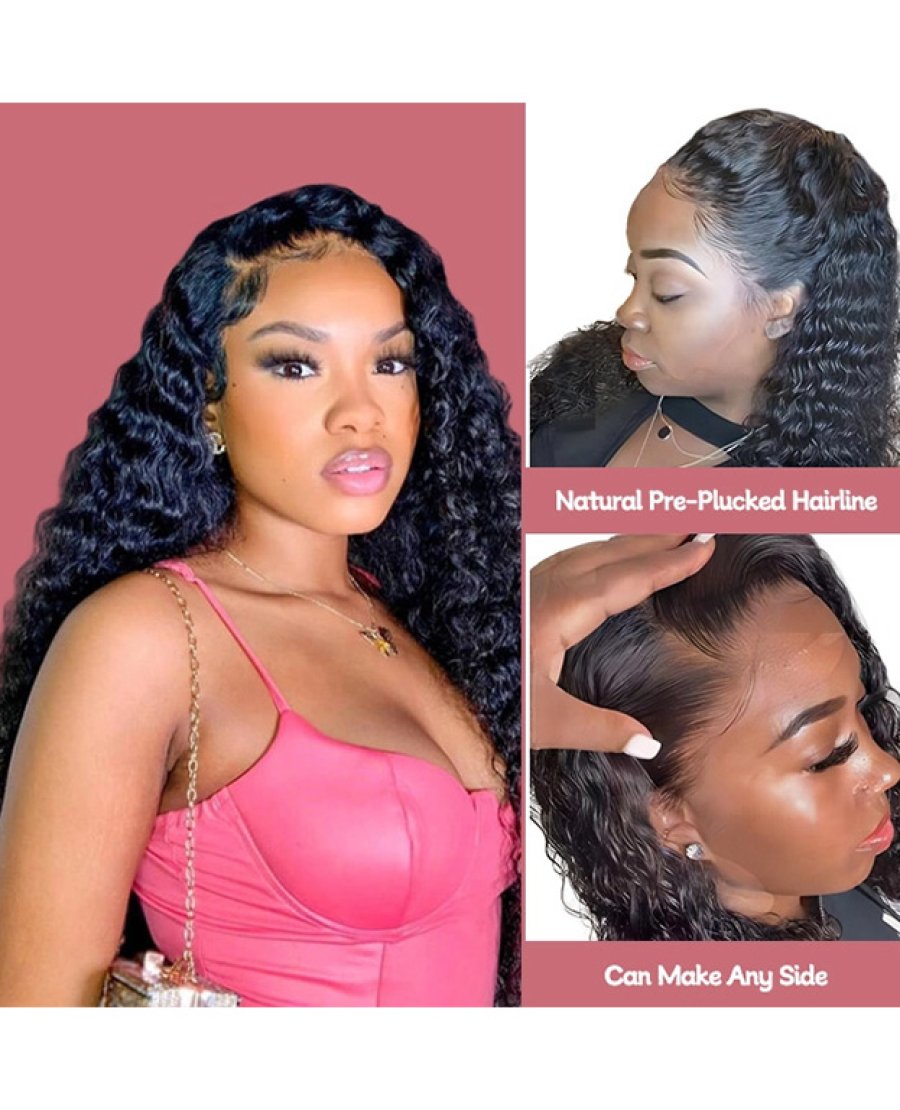 Deep wave 13x6 full frontal lace virgin human hair wig