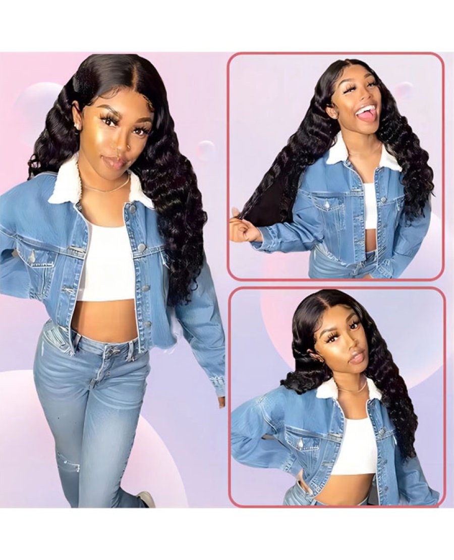 Deep wave 13x6 full frontal lace virgin human hair wig