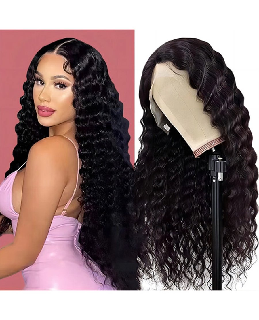 Deep wave 13x6 full frontal lace virgin human hair wig