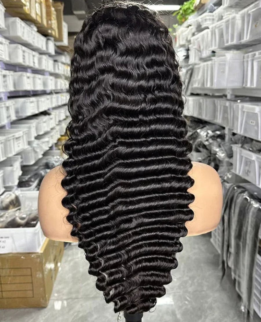 HD lace full frontal 13x6 Pre Plucked Baby Hair Deep Wave Natural Black Color Human Hair Wig