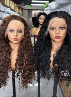 Brazilian Virgin 13X6 HD Water Wave Natural Black Color Human Hair Wig
