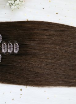Human Hair Dark Brown#2 Clip In Extensions