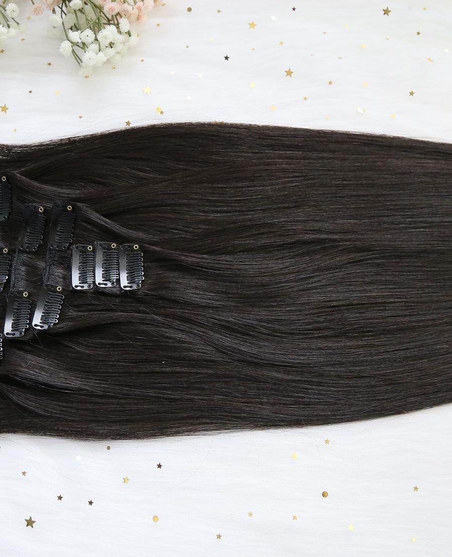 Luxury Quality Clip In Hair Extensions for White Women#1b