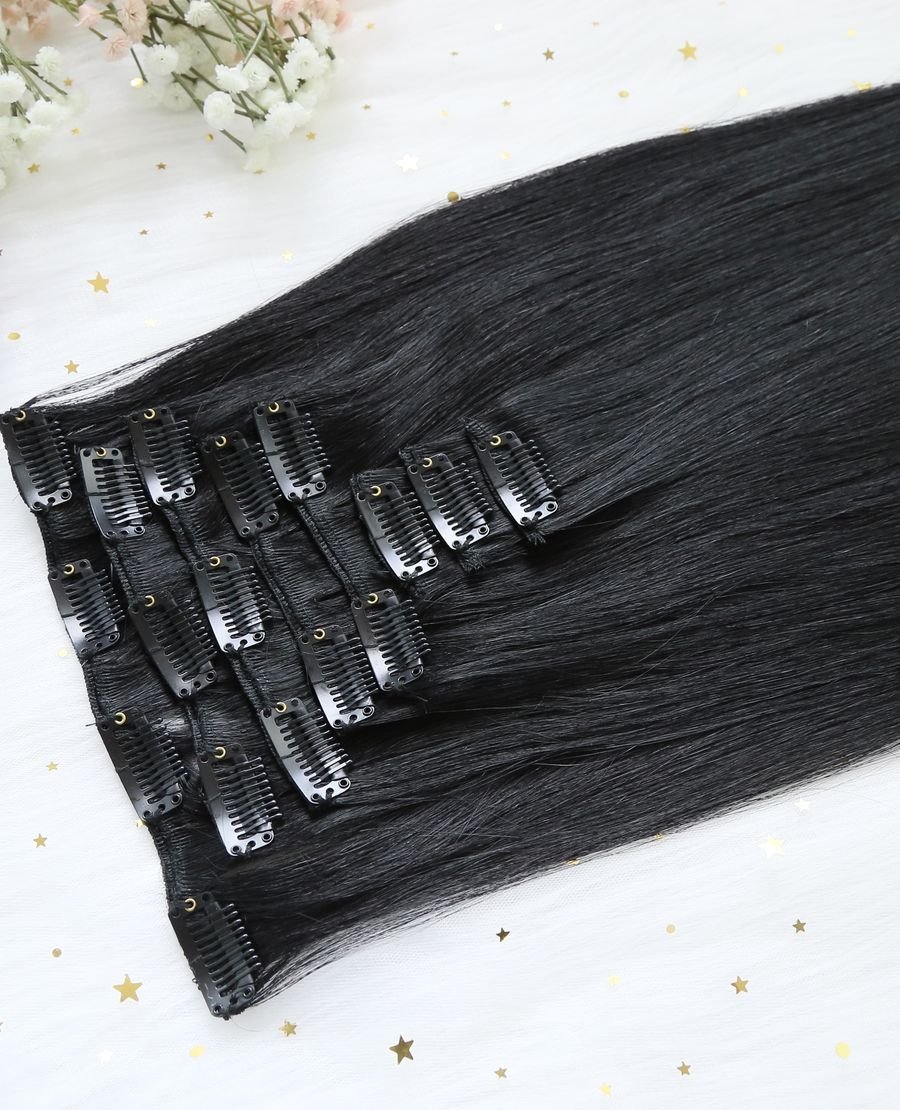Wholesale Human Hair Clip In Extensions Double Drawn #1