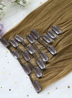 Unprocessed Clip In Hair Chestnut Brown#6 Extensions