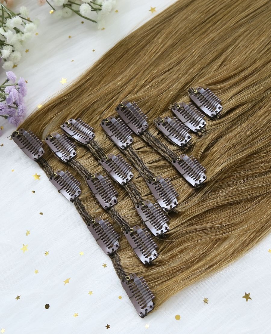 Unprocessed Clip In Hair Chestnut Brown#6 Extensions