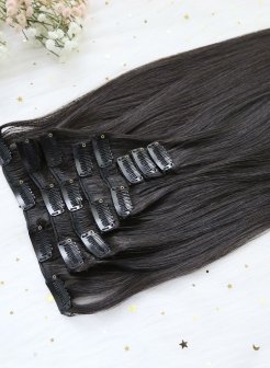 Luxury Quality Clip In Hair Extensions for White Women#1b