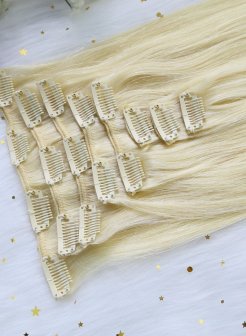 Wholesale Clip In Hair Remy Hair Extensions Ash Blonde Color