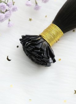 Premium Flat Tip Hair Extensions Natural Black Color #1B