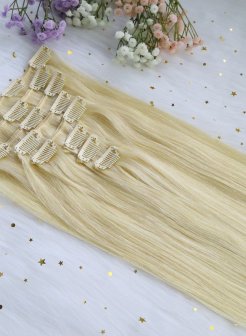 Wholesale Clip In Hair Remy Hair Extensions Ash Blonde Color