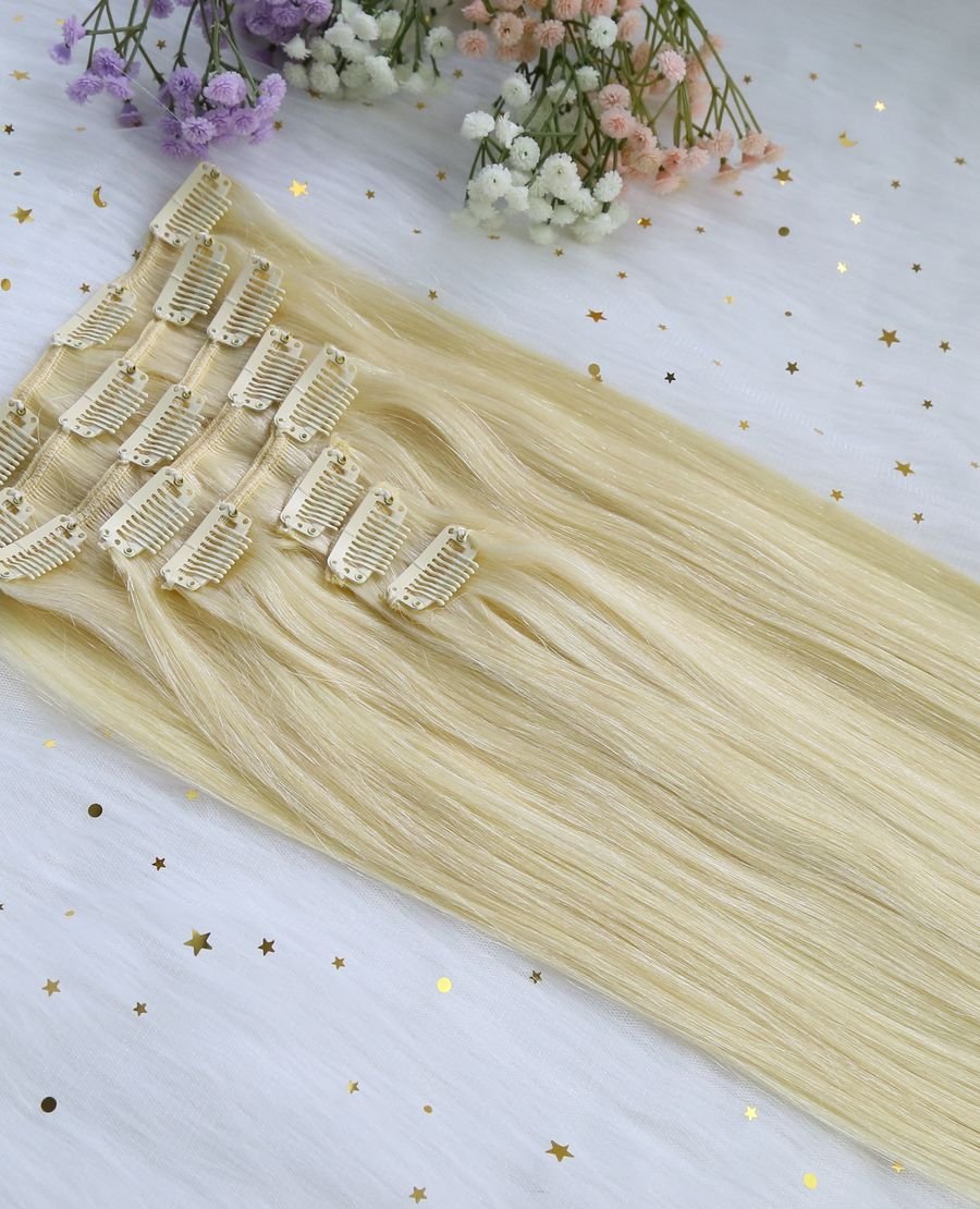 Wholesale Clip In Hair Remy Hair Extensions Ash Blonde Color