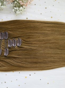 Unprocessed Clip In Hair Chestnut Brown#6 Extensions