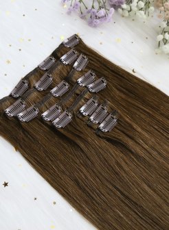 High Quality Clip In Hair Extensions Hair Chocolate Brown#4