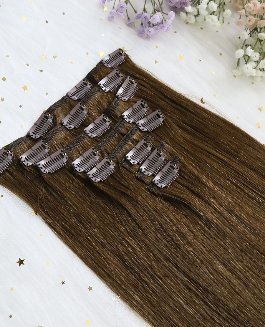 High Quality Clip In Hair Extensions Hair Chocolate Brown#4