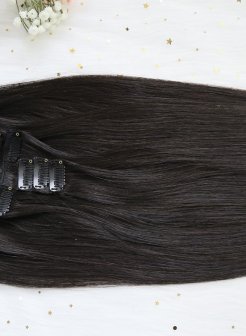 Luxury Quality Clip In Hair Extensions for White Women#1b