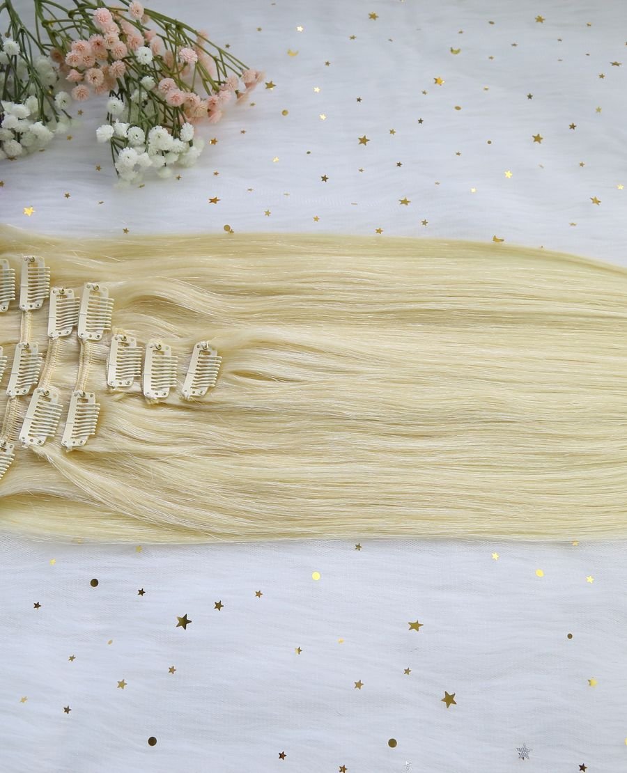 Wholesale Clip In Hair Remy Hair Extensions Ash Blonde Color
