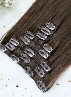 Human Hair Dark Brown#2 Clip In Extensions