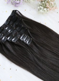 Luxury Quality Clip In Hair Extensions for White Women#1b
