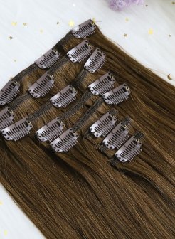 High Quality Clip In Hair Extensions Hair Chocolate Brown#4