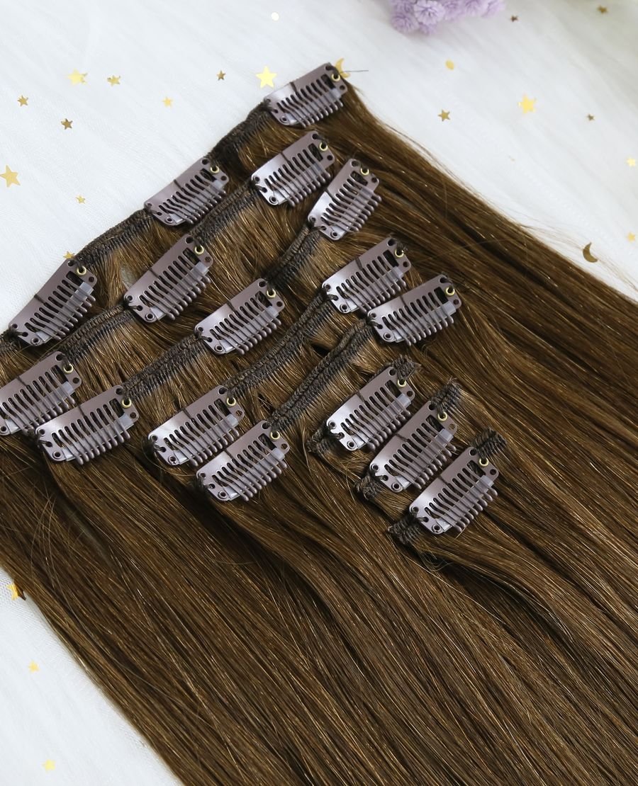 High Quality Clip In Hair Extensions Hair Chocolate Brown#4