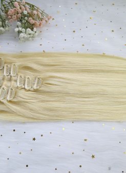 Wholesale Clip In Hair Remy Hair Extensions Ash Blonde Color