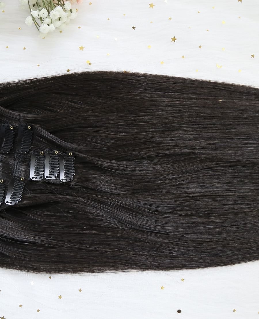 Luxury Quality Clip In Hair Extensions for White Women#1b