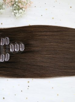 Human Hair Dark Brown#2 Clip In Extensions