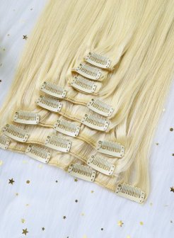 High Quality Seamless Clip In Hair Remy Hair Extensions Thick End#613