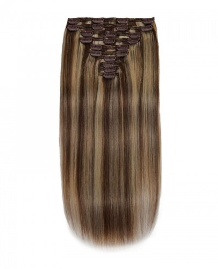 Hot Selling Clip In Hair Chocolate Brown Balayage Extensions