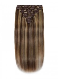 Hot Selling Clip In Hair Chocolate Brown Balayage Extensions