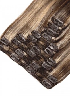 Hot Selling Clip In Hair Chocolate Brown Balayage Extensions