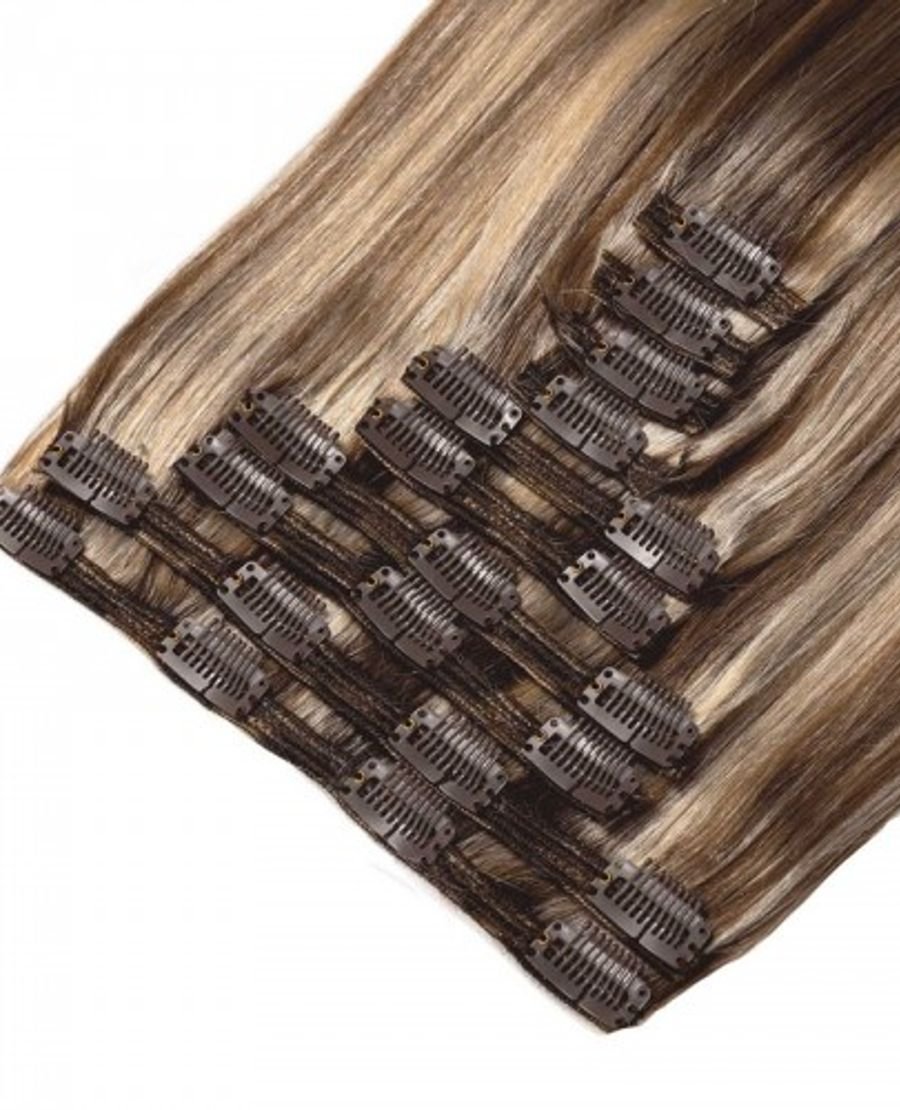 Hot Selling Clip In Hair Chocolate Brown Balayage Extensions