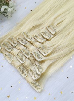 Wholesale Clip In Hair Remy Hair Extensions Ash Blonde Color