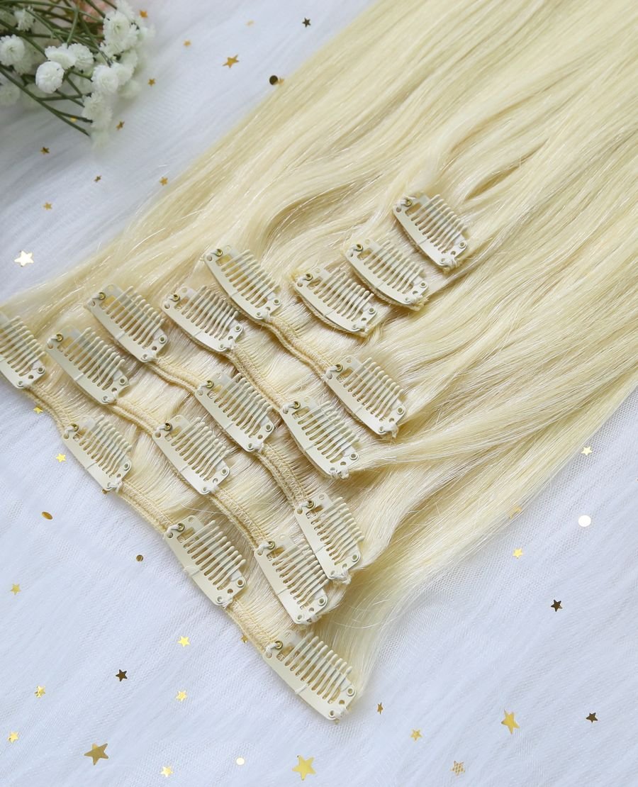 Wholesale Clip In Hair Remy Hair Extensions Ash Blonde Color