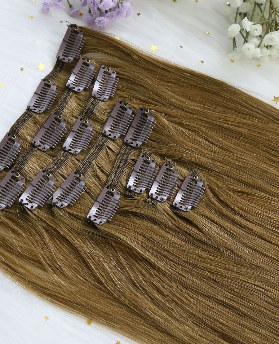 Unprocessed Clip In Hair Chestnut Brown#6 Extensions