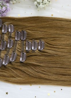 Unprocessed Clip In Hair Chestnut Brown#6 Extensions