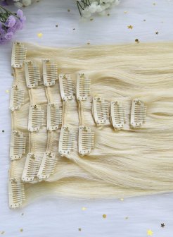 Wholesale Clip In Hair Remy Hair Extensions Ash Blonde Color