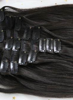 Luxury Quality Clip In Hair Extensions for White Women#1b