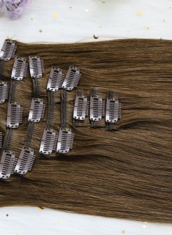 High Quality Clip In Hair Extensions Hair Chocolate Brown#4